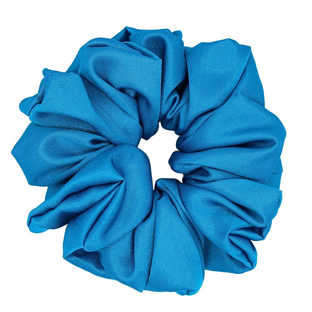 Large Ruched Headband, Turquoise Blue Satin Headband